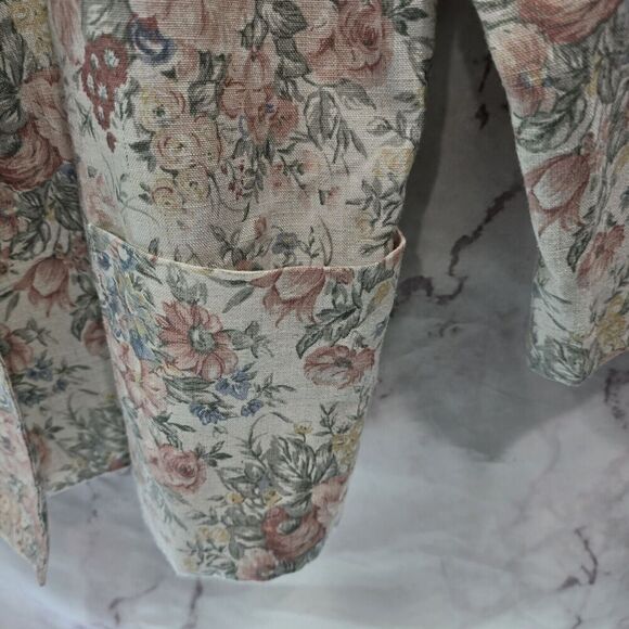 Vintage Blazer Womens 1X Pink Floral 1 Button Cottagecore Tea Garden 90s 80s - Picture 9 of 12